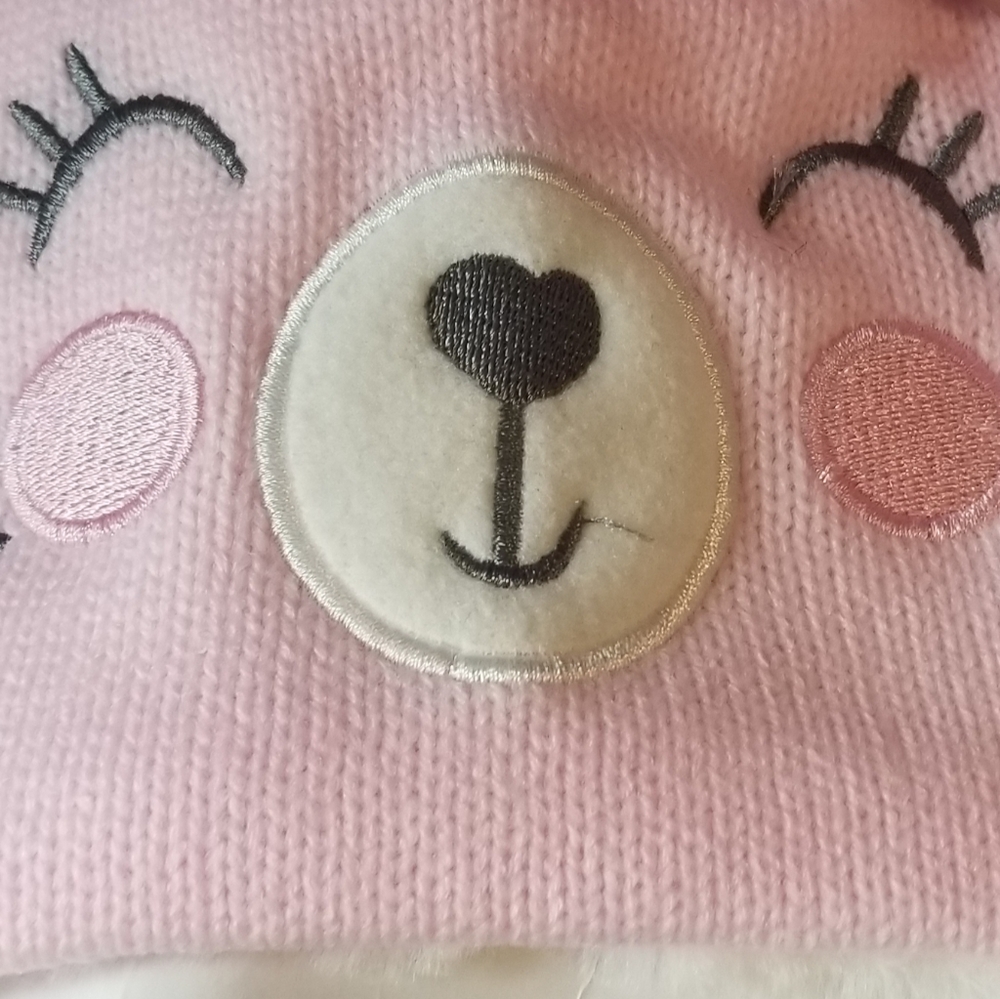 2 pc Addie & Tate Pink Bunny Beanie/Hat & Mittens NWT Toddlers